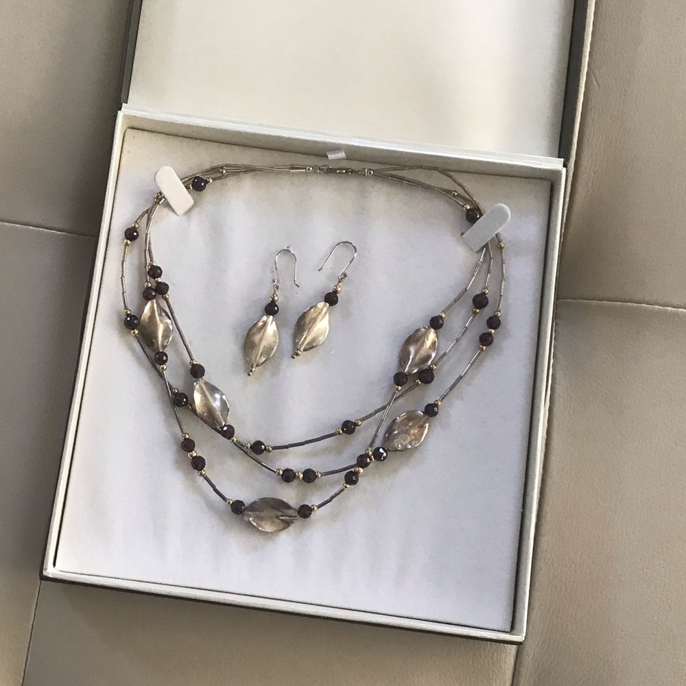 .925 sterling silver Israel designed & made necklace & earrings set Anthro style - Picture 15 of 16